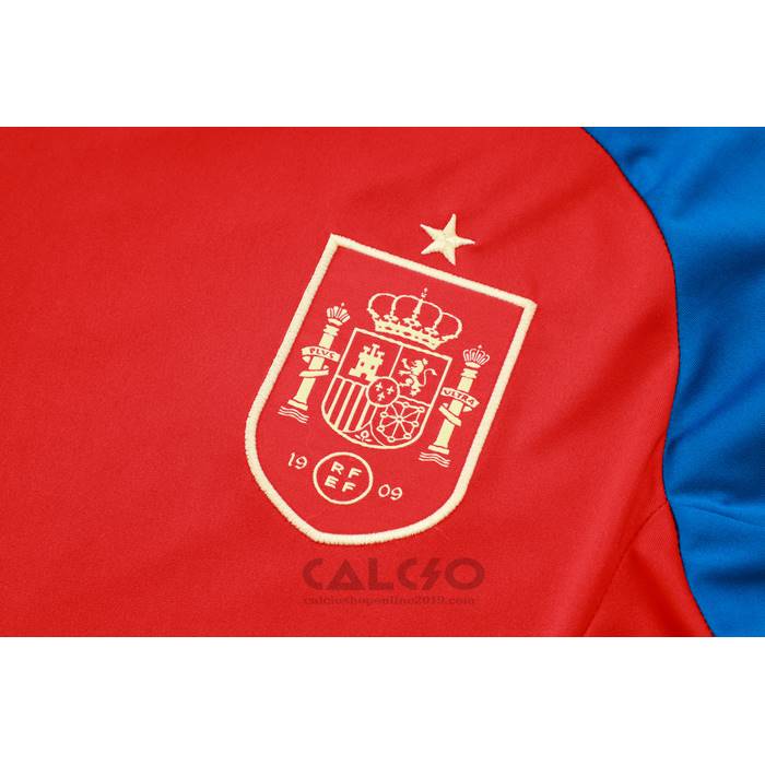 Tuta da Track Spagna Manica Corta 2024-2025 Rosso - Pantaloncini